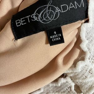 Beautiful white lace dress with nude lining and illusion too.